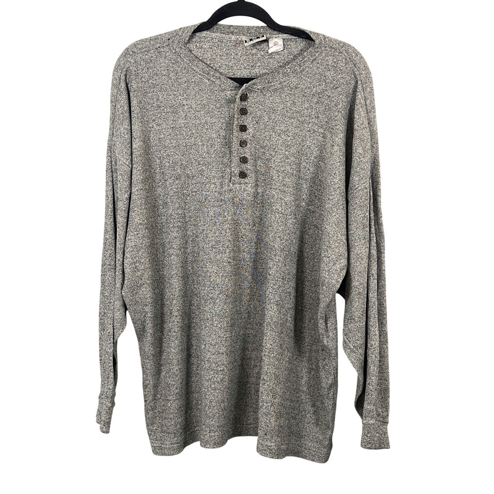 Vintage Bugle Boy Gray Henley Long Sleeve Shirt Mens‎ XL 90s Streetwear Grunge